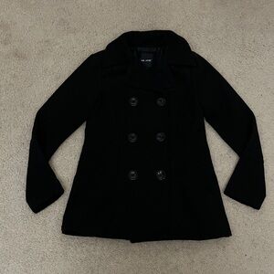 Wool Blend Pea Coat, Tapered Fit, Double breasted, Winter warmth, xs